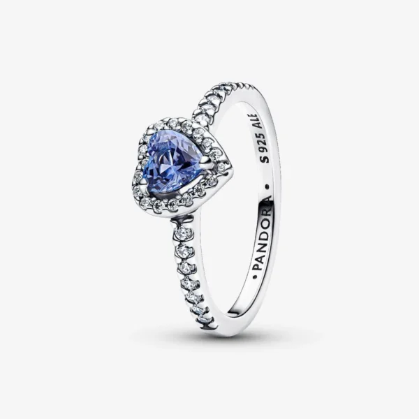 Bague Cœur Surélevé Bleuet Scintillant