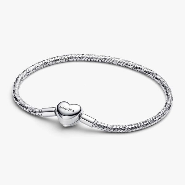Bracelet Maille Serpent Facetté Fermoir Cœur