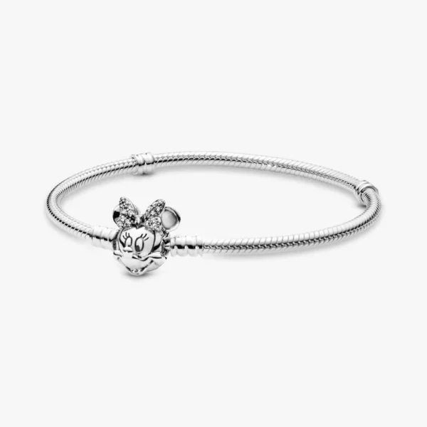 Bracelet Maille Serpent Fermoir Disney Pandora Moments Pavé Minnie